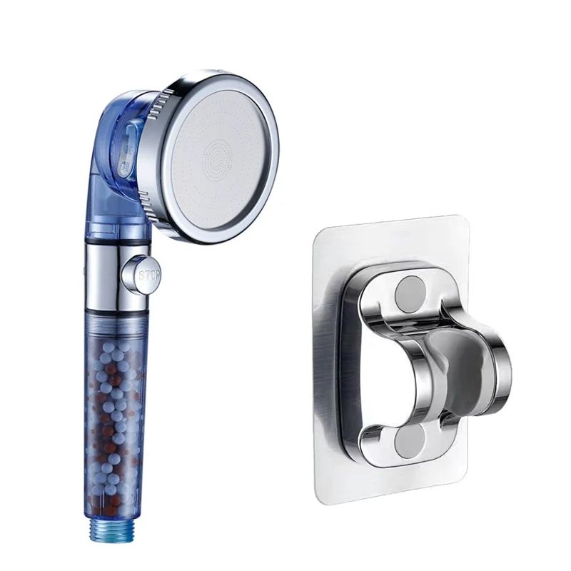 3-Mode High pressure shower head with Filtered shower head Beads & One-Touch Stop - Water-Saving Handheld Upgrade