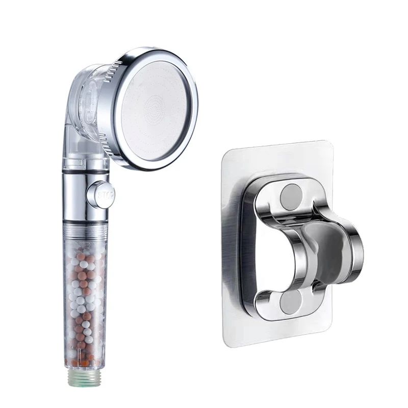 3-Mode High pressure shower head with Filtered shower head Beads & One-Touch Stop - Water-Saving Handheld Upgrade