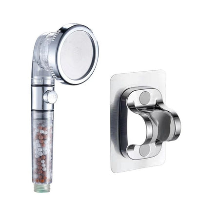 3-Mode High pressure shower head with Filtered shower head Beads & One-Touch Stop - Water-Saving Handheld Upgrade