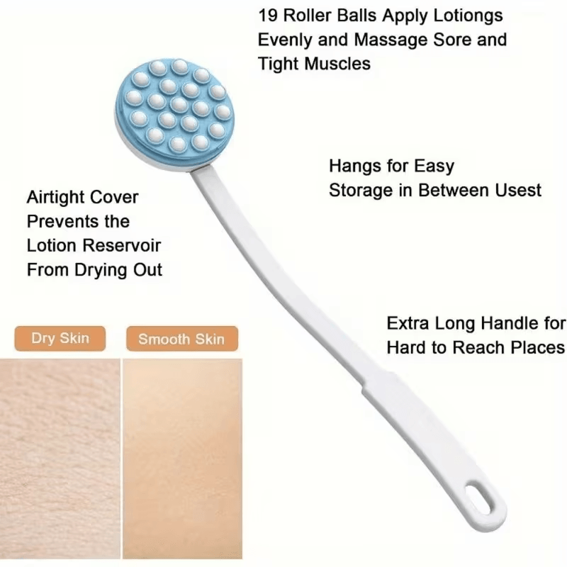 Long Handle Back Lotion Applicator & Massager for Easy Self Care Without Assistance