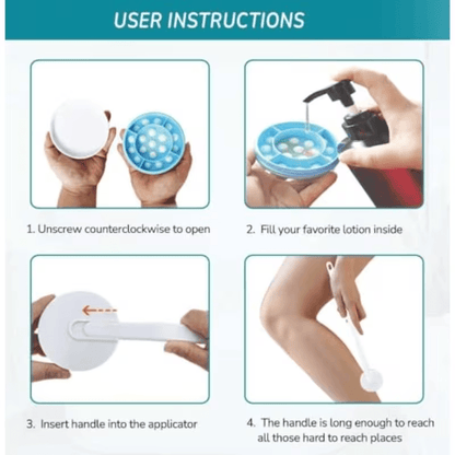 Long Handle Back Lotion Applicator & Massager for Easy Self Care Without Assistance
