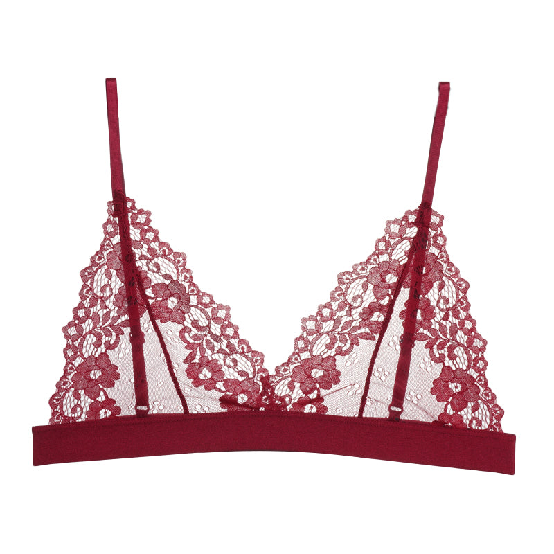 Lace Bralette for Women, Unlined Bra with Floral Hollow Out Design