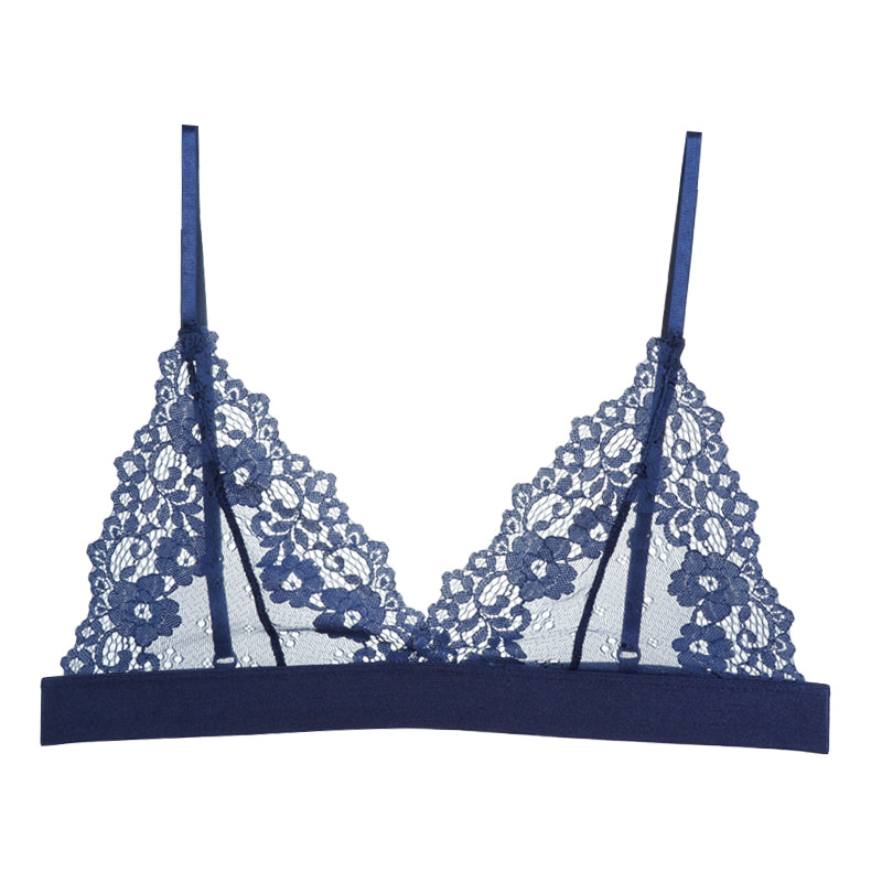 Lace Bralette for Women, Unlined Bra with Floral Hollow Out Design