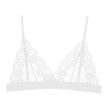 Lace Bralette for Women, Unlined Bra with Floral Hollow Out Design