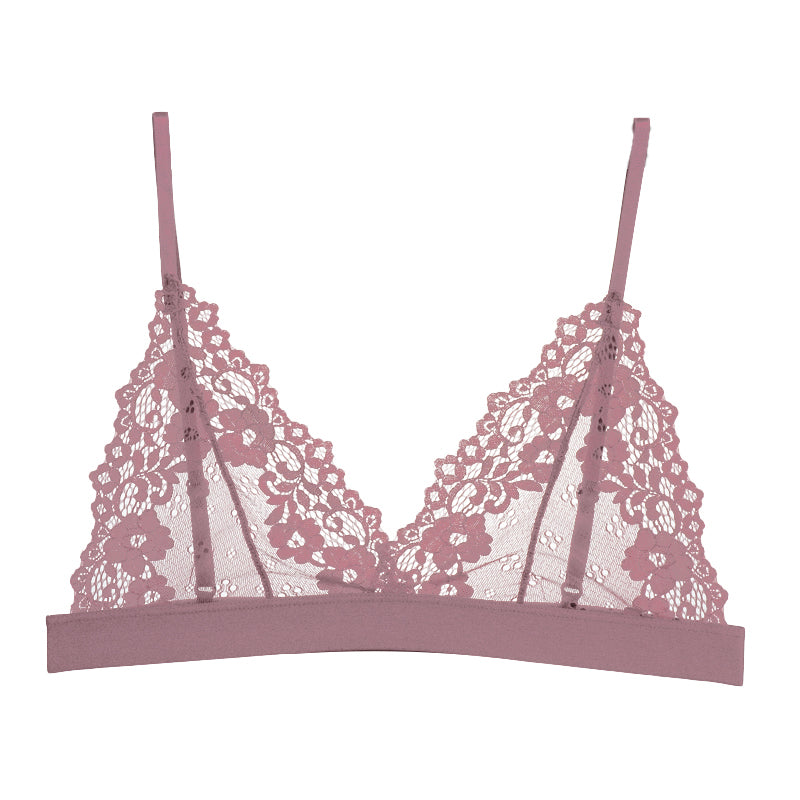 Lace Bralette for Women, Unlined Bra with Floral Hollow Out Design