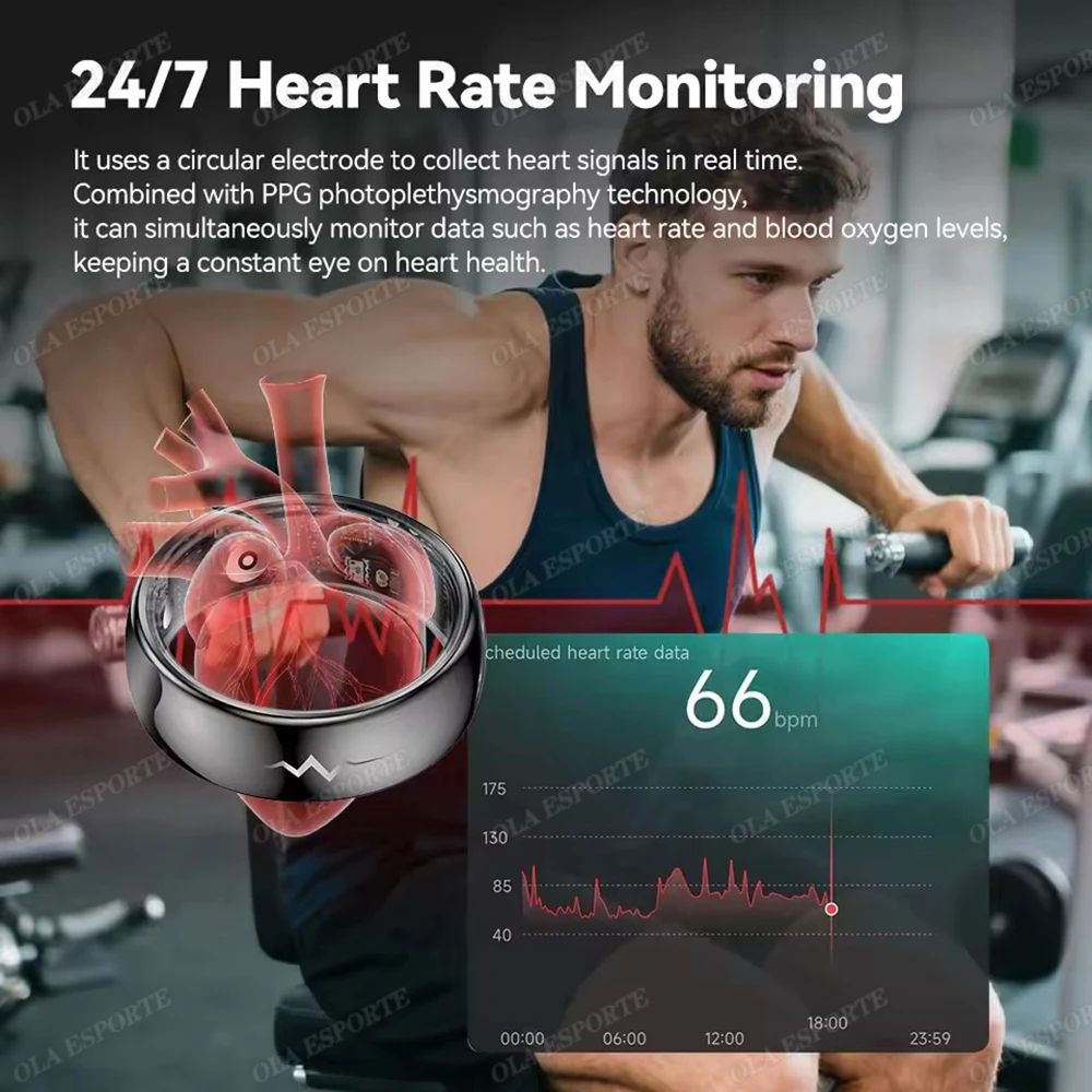 Smart Health Monitoring Ring Heart Rate SpO2 Blood Pressure Temperature Sleep Tracker