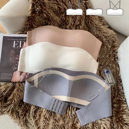 Sexy Seamless Tube Top Bra, Wireless Strapless Non-Slip Push Up Bralette, Thin Women Underwear