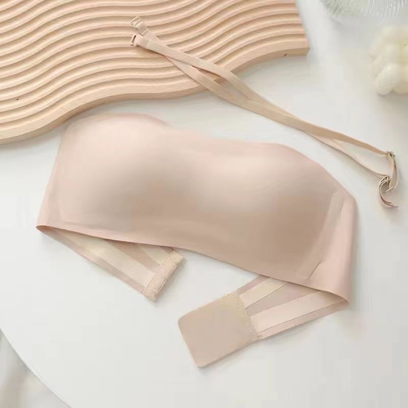 Sexy Seamless Tube Top Bra, Wireless Strapless Non-Slip Push Up Bralette, Thin Women Underwear
