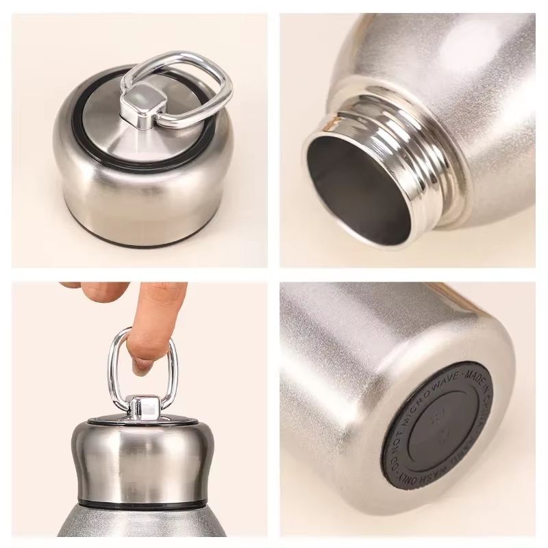 High-Value Mini Chubby Big Belly 304 Stainless Steel Vacuum Thermos Cup with Carrying Ring 300ml (10.14 fl oz)