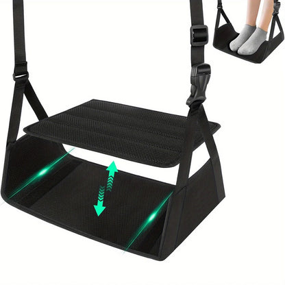 Portable Travel Footrest Hammock – Adjustable Airplane & Train Seat Leg Rest Sling, Compact Office Under-Desk Relaxation