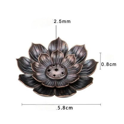 Vintage Lotus Incense Burner Plate Alloy Stick Holder Zen Censer for Home and Meditation