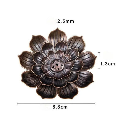 Vintage Lotus Incense Burner Plate Alloy Stick Holder Zen Censer for Home and Meditation