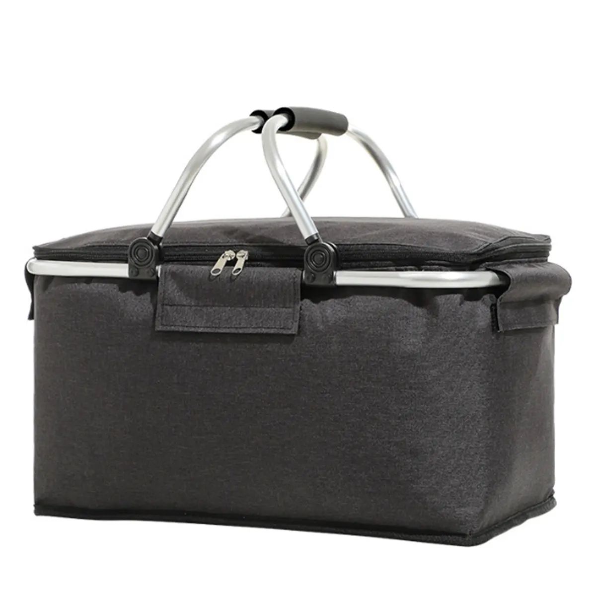 Foldable Insulated Picnic Basket – Large Capacity Aluminum Foil Thermal Cooler Tote with Sturdy Frame