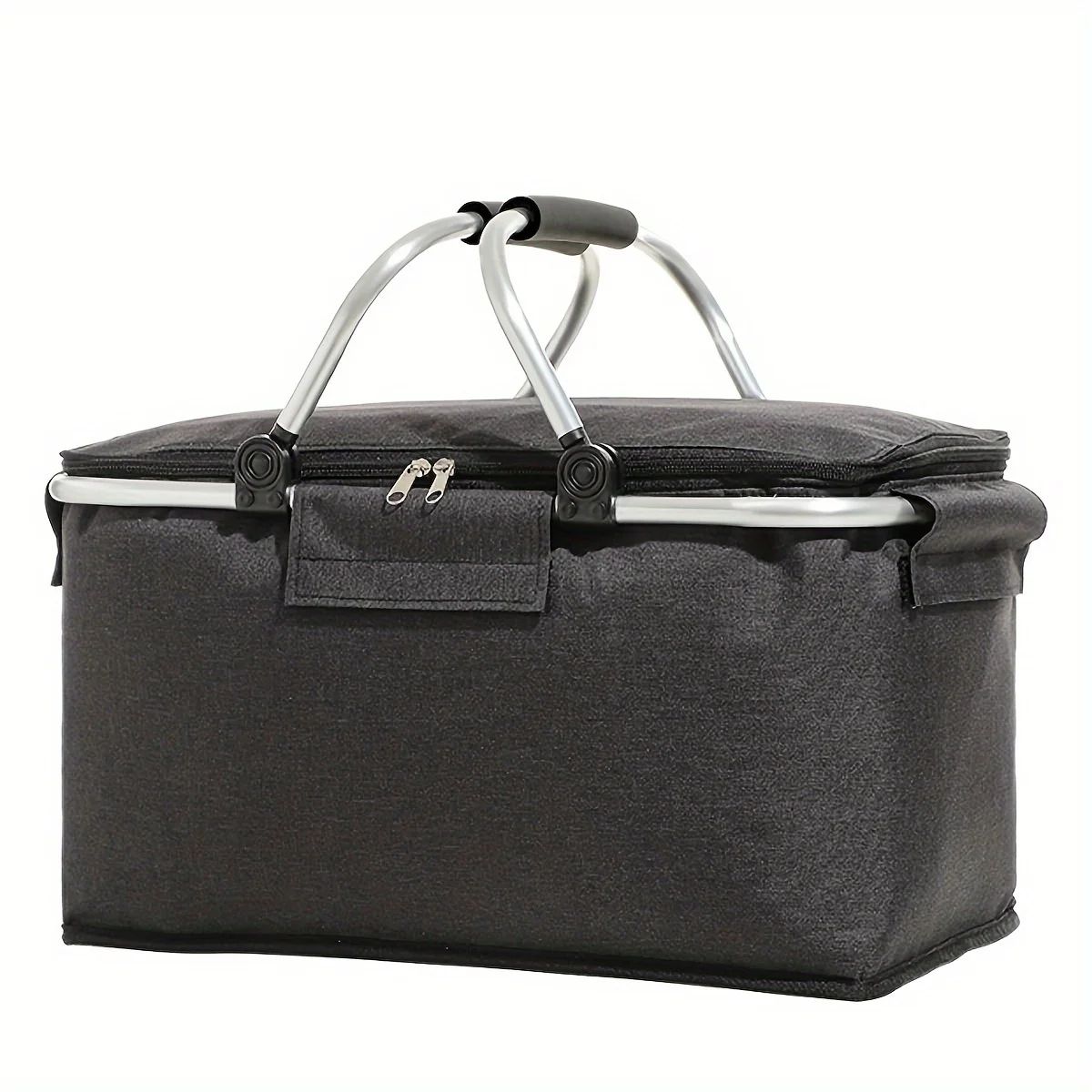 Foldable Insulated Picnic Basket – Large Capacity Aluminum Foil Thermal Cooler Tote with Sturdy Frame