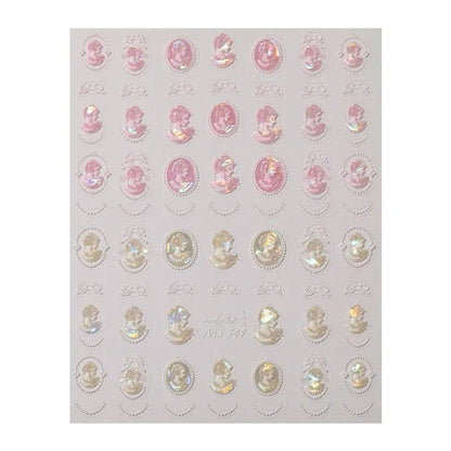 Baroque Pearl Nail Stickers Iridescent Shell Lace Nail Art Decals