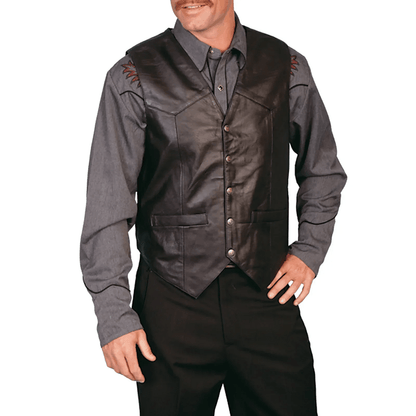 Mens Soft Leather Western Biker Vest for Casual Wear, Riding & All-Season Layering