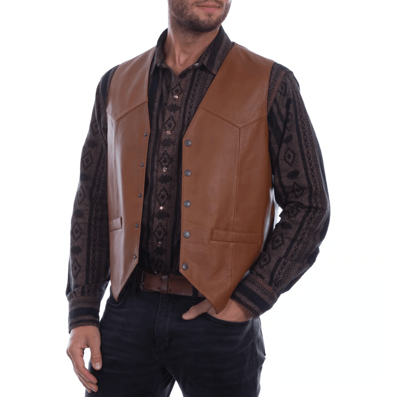 Mens Soft Leather Western Biker Vest for Casual Wear, Riding & All-Season Layering