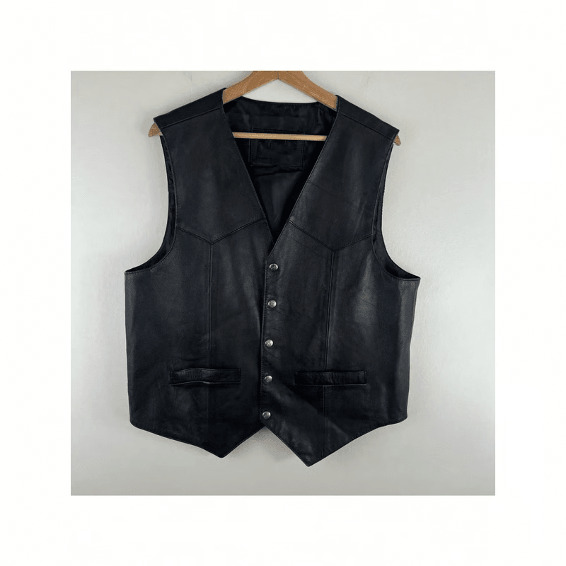Mens Soft Leather Western Biker Vest for Casual Wear, Riding & All-Season Layering