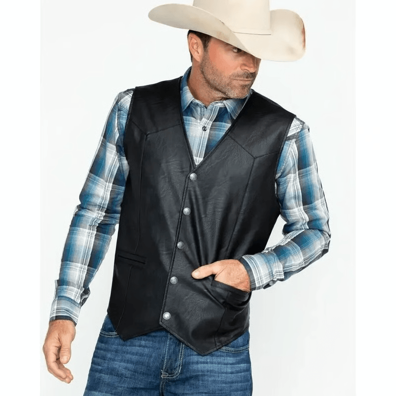 Mens Soft Leather Western Biker Vest for Casual Wear, Riding & All-Season Layering