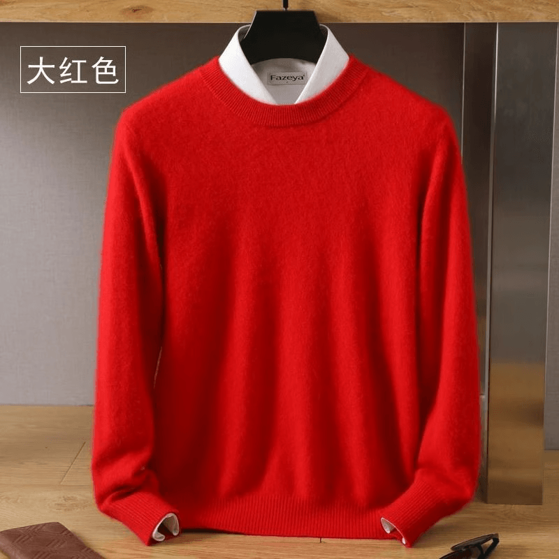 Men's Mink Cashmere Pullover, Cozy & Stylish for Fall/Winter