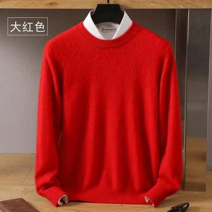 Men's Mink Cashmere Pullover, Cozy & Stylish for Fall/Winter