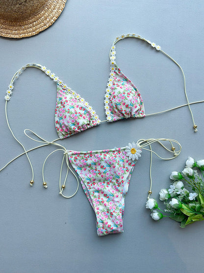 Push-Up Micro Sexy Bikini Set for Women High Cut Lace Print Beach Swimsuit