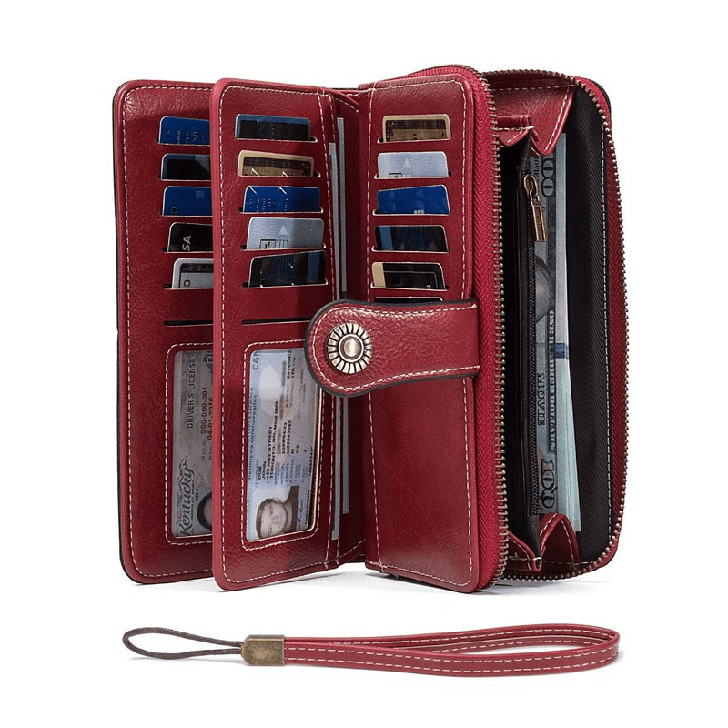 RFID Anti Theft Leather Wallet Clutch for Cards & Cash, Secure Travel Accessory