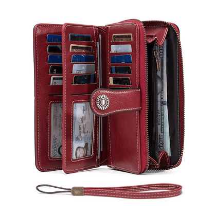 RFID Anti Theft Leather Wallet Clutch for Cards & Cash, Secure Travel Accessory