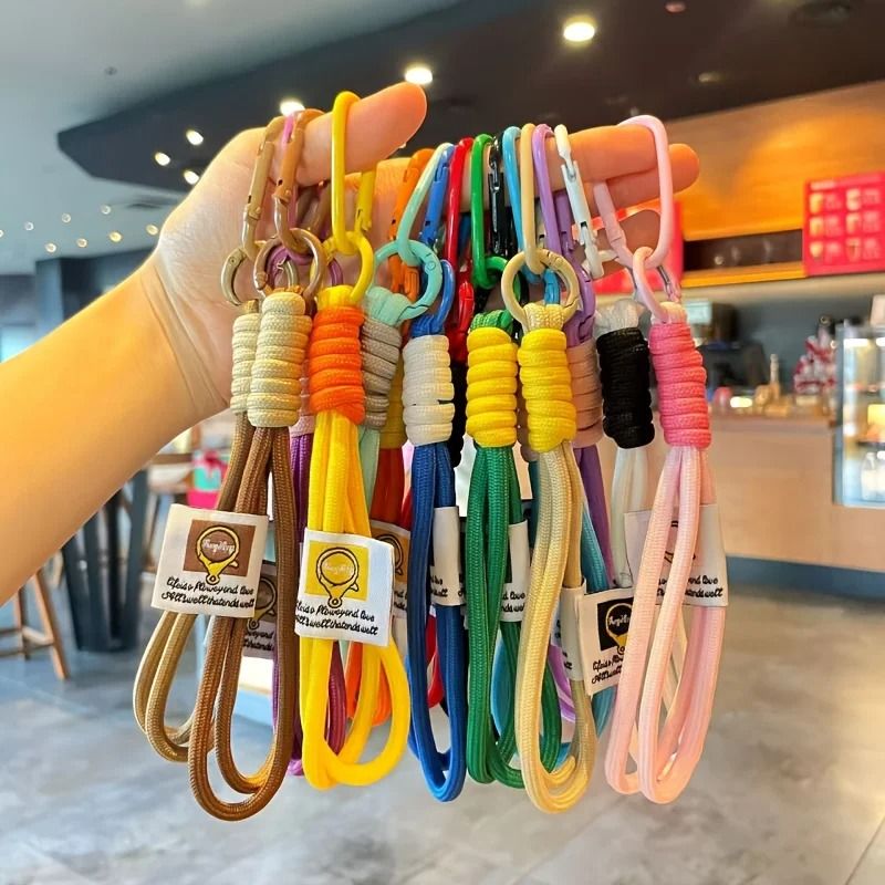 Colorful Braided Rope Lanyard Keychains Set