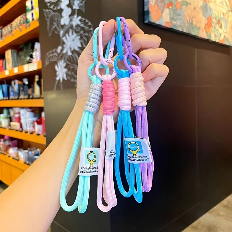 Colorful Braided Rope Lanyard Keychains Set