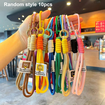 Colorful Braided Rope Lanyard Keychains Set