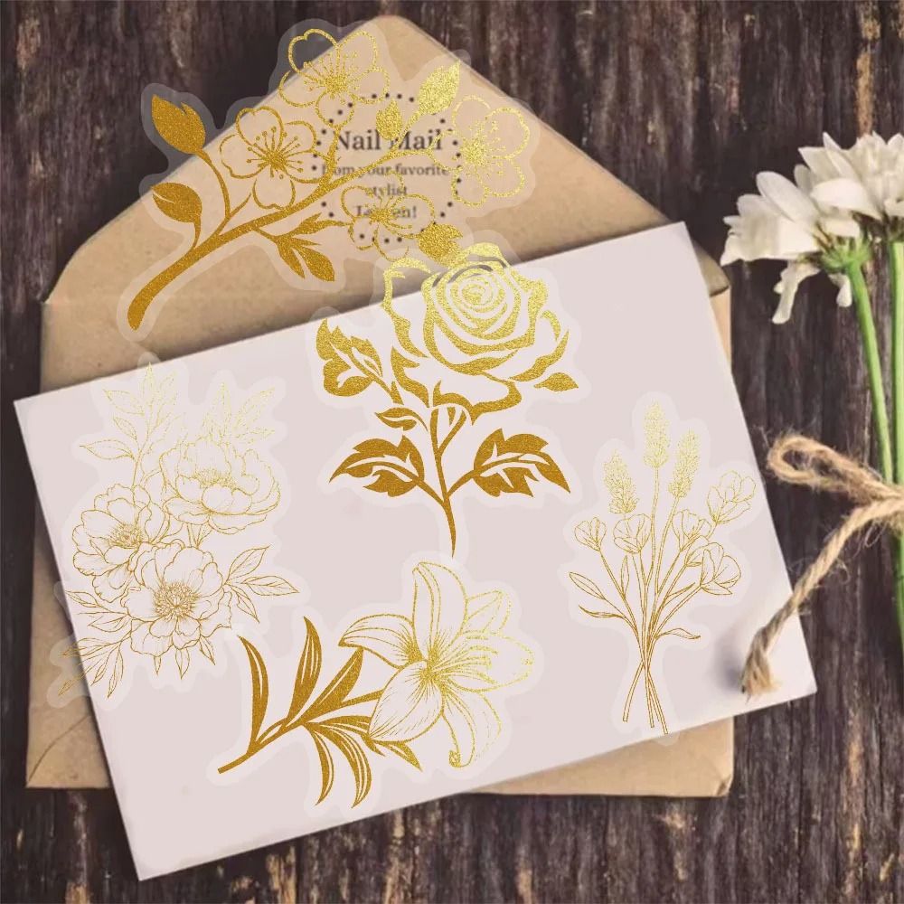 Transparent Floral Self Adhesive Stickers Set