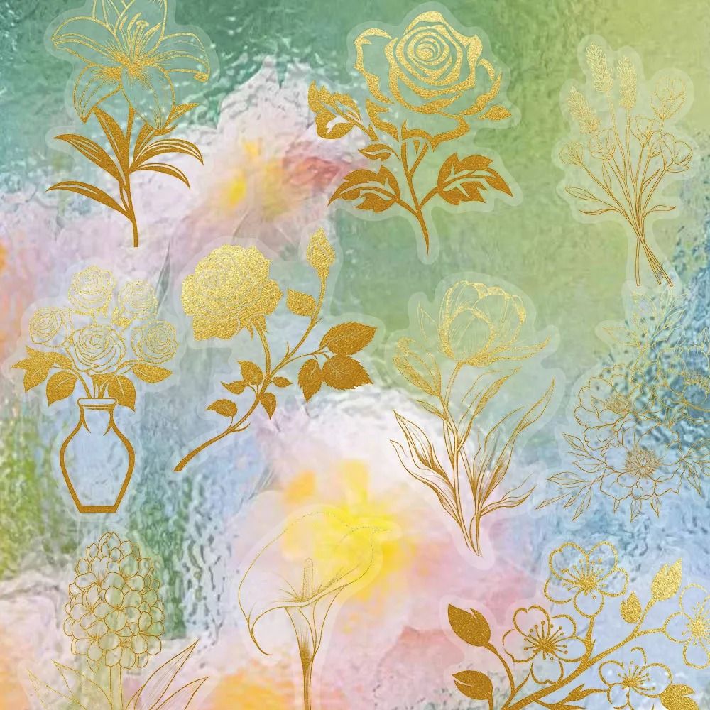 Transparent Floral Self Adhesive Stickers Set