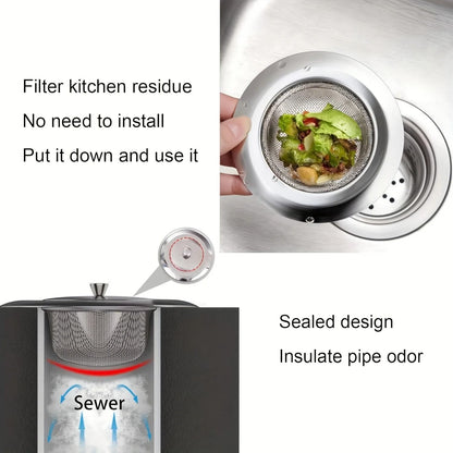 Efficient Stainless Steel Kitchen Sink Filter with Sealing Cover