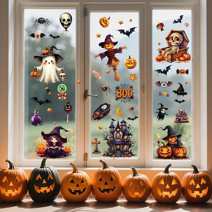 3D Halloween Window Sticker Set Reusable Double Sided Static Cling Glass Decals