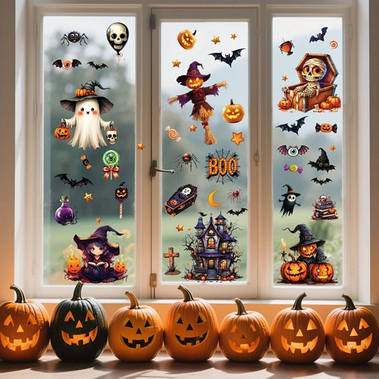 3D Halloween Window Sticker Set Reusable Double Sided Static Cling Glass Decals