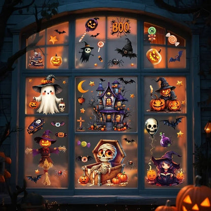 3D Halloween Window Sticker Set Reusable Double Sided Static Cling Glass Decals