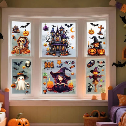 3D Halloween Window Sticker Set Reusable Double Sided Static Cling Glass Decals