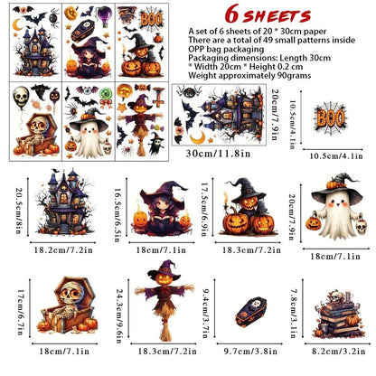 3D Halloween Window Sticker Set Reusable Double Sided Static Cling Glass Decals