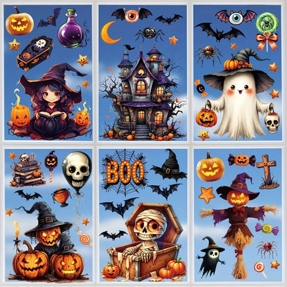 3D Halloween Window Sticker Set Reusable Double Sided Static Cling Glass Decals