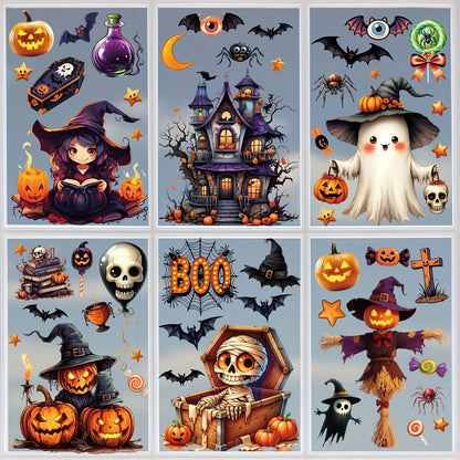 3D Halloween Window Sticker Set Reusable Double Sided Static Cling Glass Decals