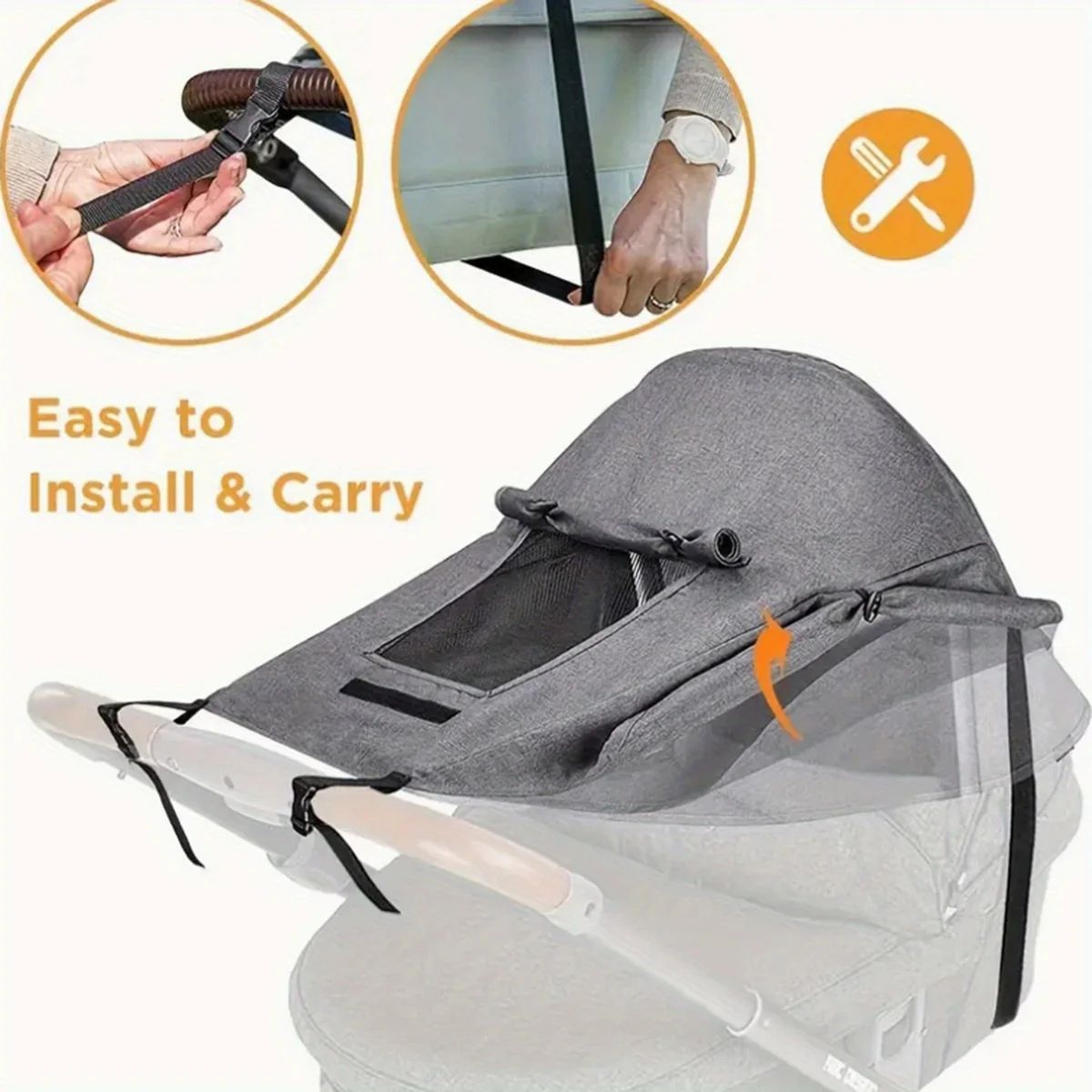 UV-Resistant Stroller Sunshade Cover – High-View Bidirectional Canopy, Easy-Install Baby Sun Protection