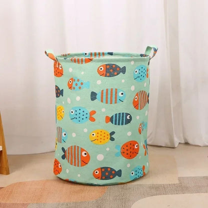Foldable Cotton Linen Laundry Hamper Large Laundry Storage Bag