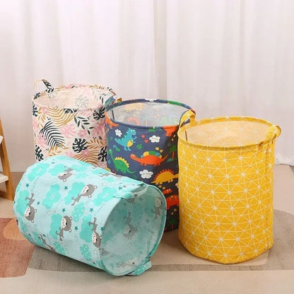 Foldable Cotton Linen Laundry Hamper Large Laundry Storage Bag