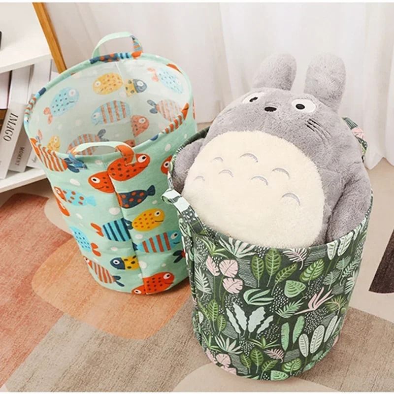 Foldable Cotton Linen Laundry Hamper Large Laundry Storage Bag