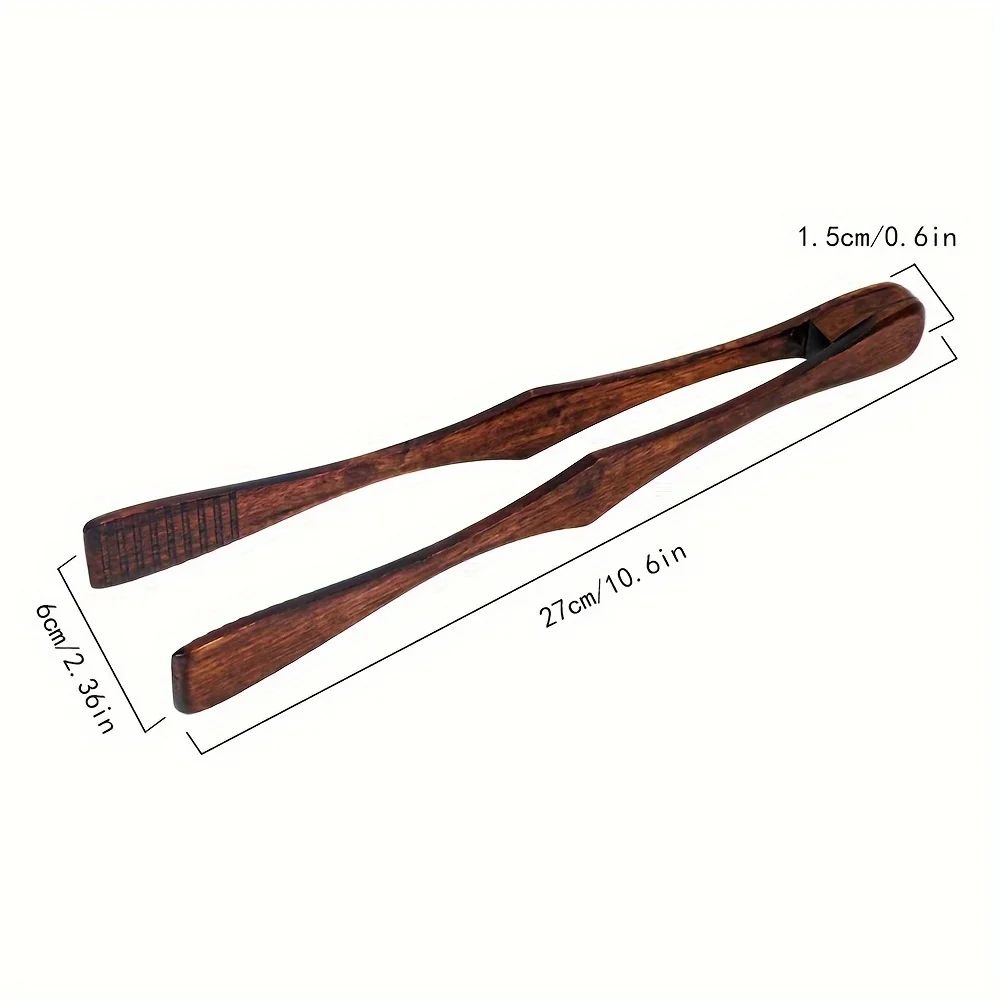 Heat-Resistant Wooden Food Clip Kitchen Tongs for BBQ, Bread & Noodles