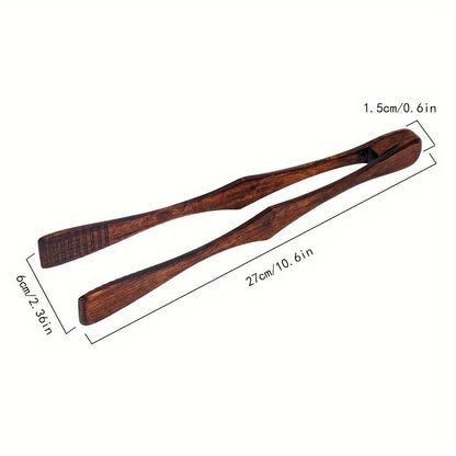 Heat-Resistant Wooden Food Clip Kitchen Tongs for BBQ, Bread & Noodles