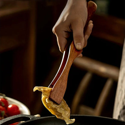 Heat-Resistant Wooden Food Clip Kitchen Tongs for BBQ, Bread & Noodles