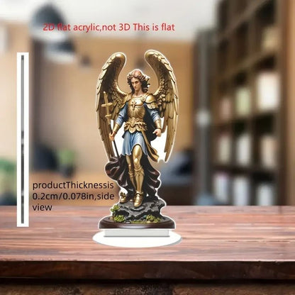 Archangel Michael Statue Ornament Golden Winged Guardian Angel Religious Home and Office Decor