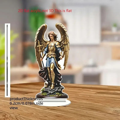 Archangel Michael Statue Ornament Golden Winged Guardian Angel Religious Home and Office Decor